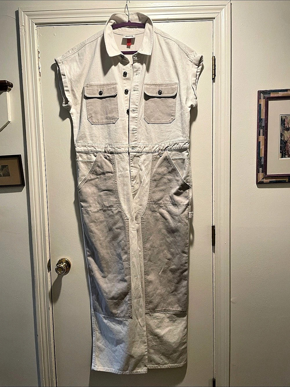 Woolrich Short-Sleeve Western Jumpsuit Women's Cotton Utility Jumpsuit Size 14